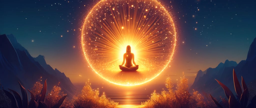 An individual meditates encircled by a radiant glow, embodying the essence of self-love 