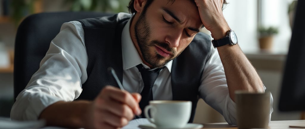 Fatigued business professional