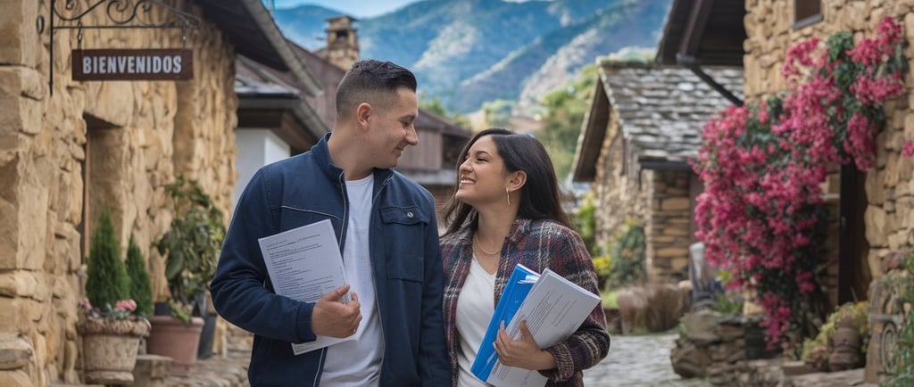 a man and woman holding papers and papers