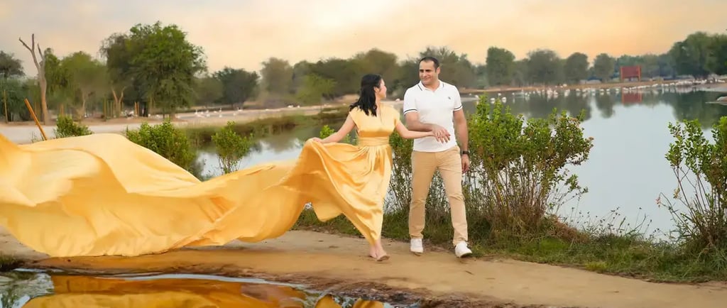 Flying Dress Photoshoot in abu dhabi and dubai Lakeside
