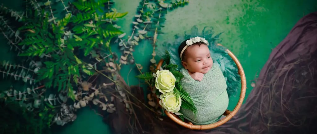 Newborn Photography wild greenery theme