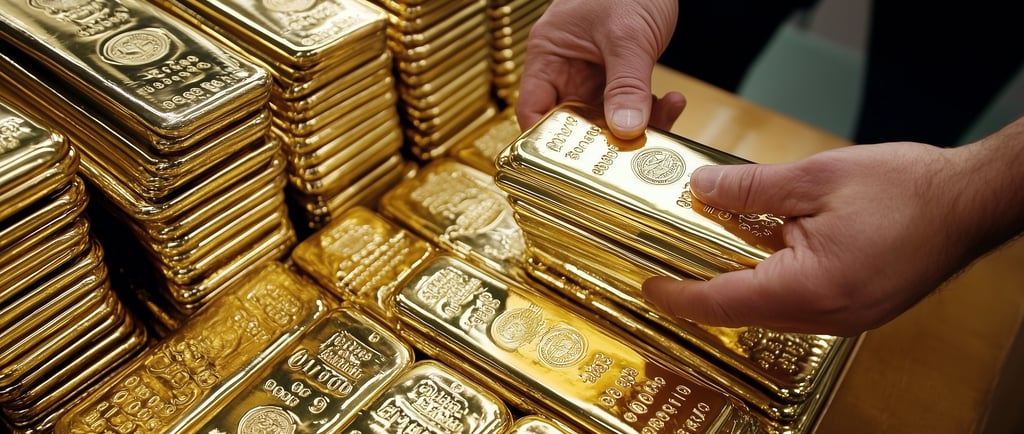 gold bullion bars in stacks