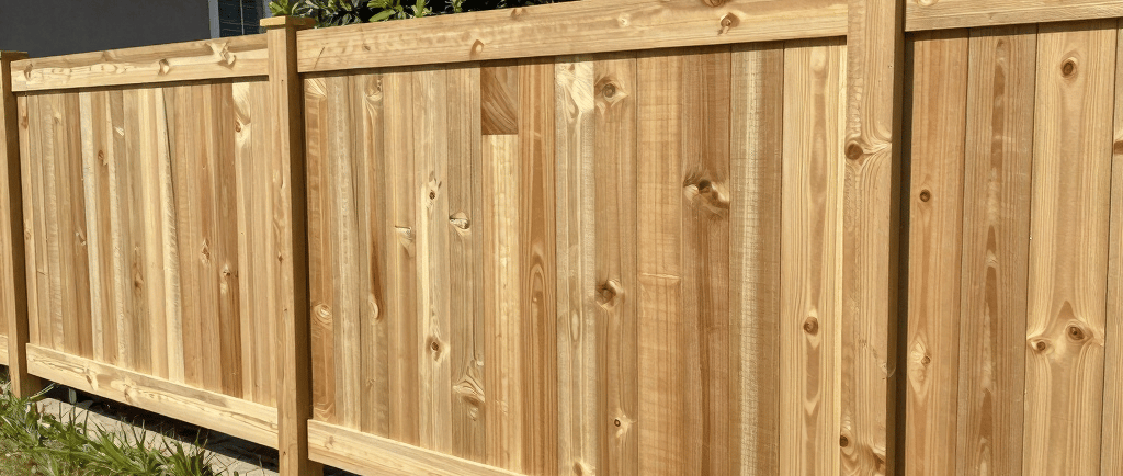 a wooden fence in front of a tree