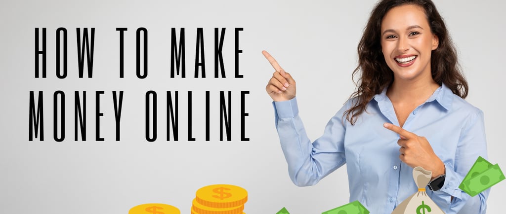 Illustration with icons representing online income methods such as affiliate marketing.