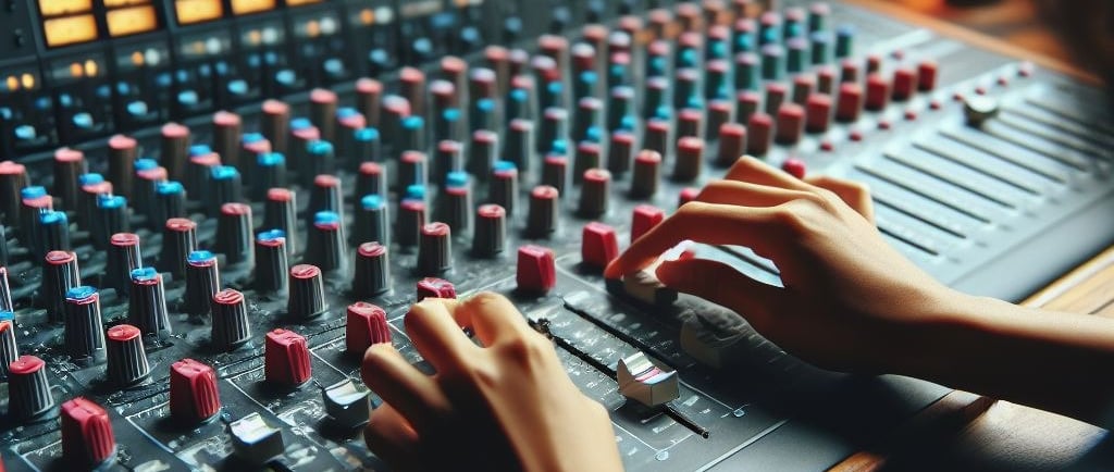 a person is recording a song in a recording studio