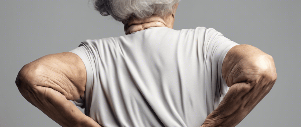 elderly female holding low back in pain