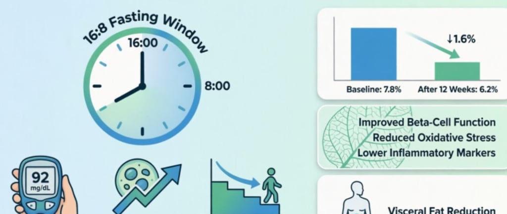 دراسة 2026 المذهلة: الصيام المتقطع يعيد تعريف علاج السكري! انخفاض HbA1c من 7.8% إلى 6.2%. اكتشف كيف
