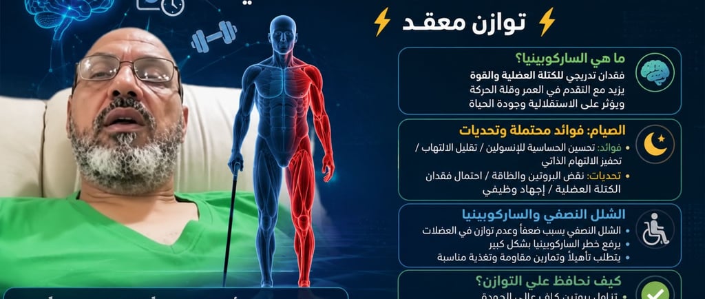 اكتشف التوازن المعقد بين الصيام، الساركوبينيا (فقدان العضلات)، والشلل النصفي. تعرف على كيفية تحقيق أ