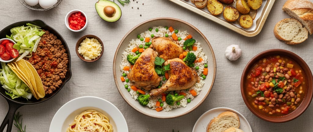 a table with a variety of food items on it