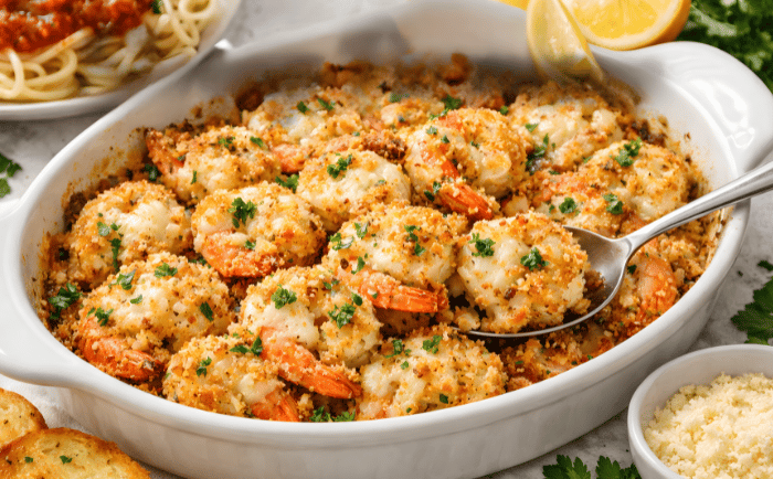 Bake shrimp parmesan