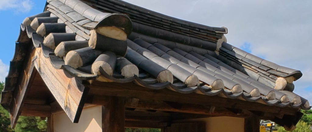 Traditional roof showing amkiwa and sumkiwa tiles