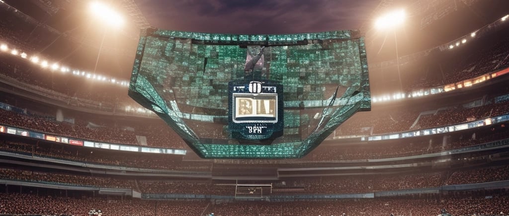 A close-up of a sports betting ticket on a wooden table with a blurred background of a sports event.