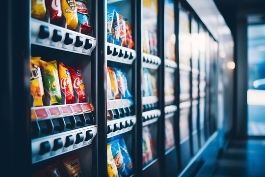 a vending machine with chips on it