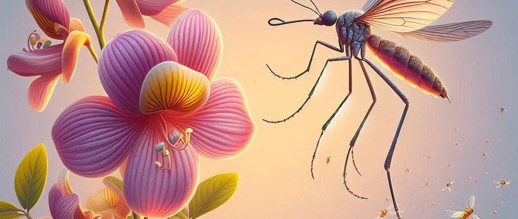mosquito da dengue e a flor crotalaria