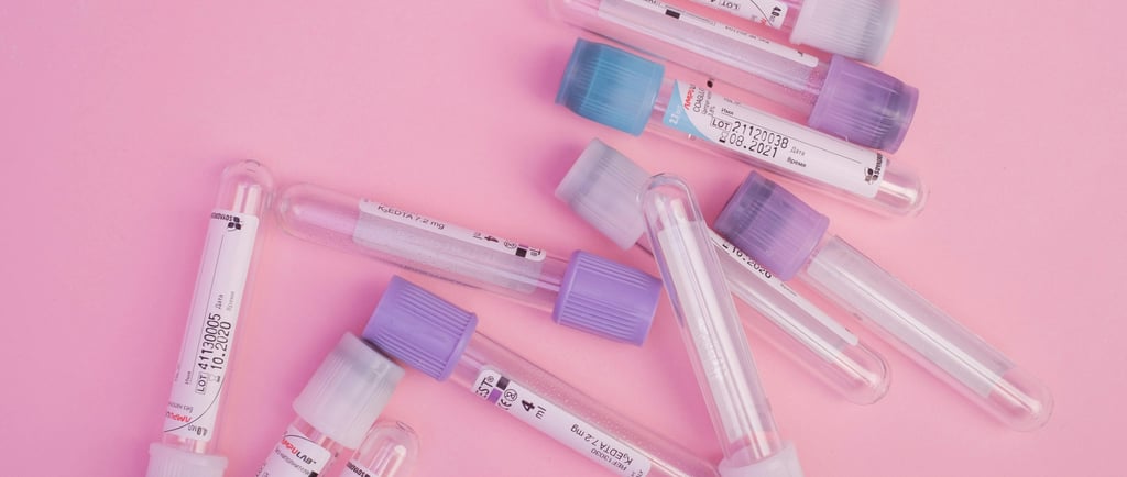 tubos de coleta para hemograma e TAP, em Análises Clínicas