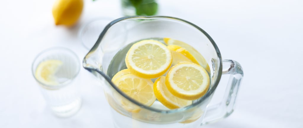 a glass of lemon made alkaline water