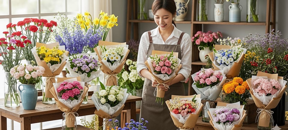 korean birth flower bouquets