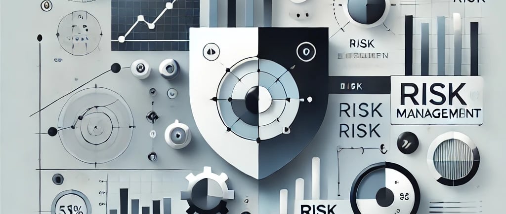 a business poster with a shield and some write "risck management"