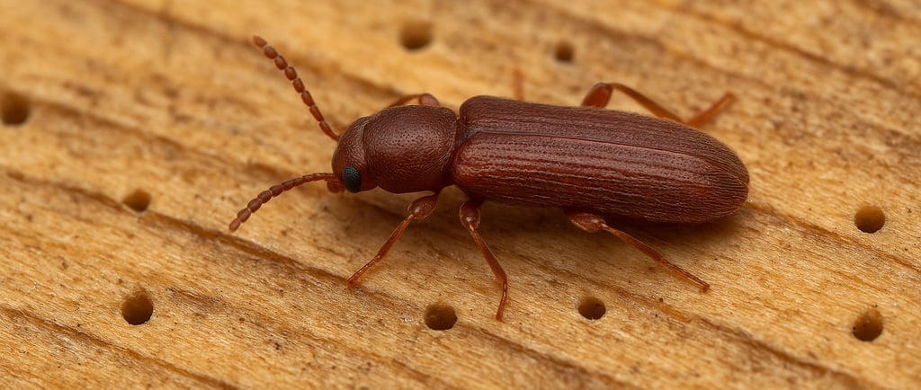 Lyctus brun sur une poutre