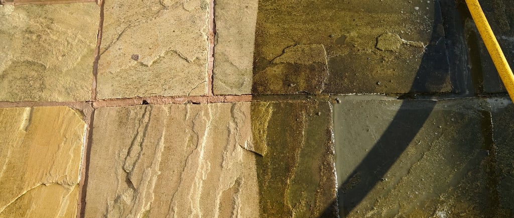 before and after patio pressure wash