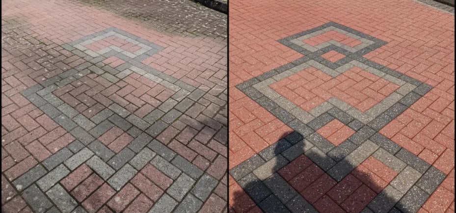 before and after driveway clean