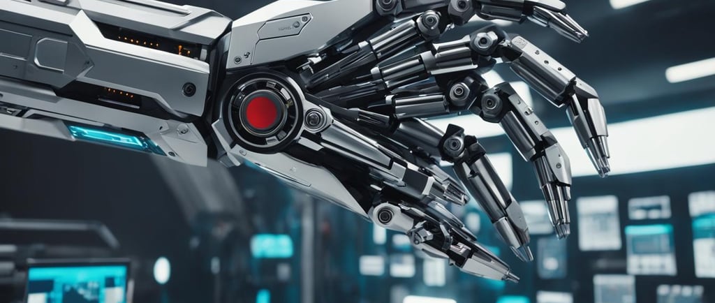 A sleek, metallic robot arm seamlessly picks a lock with precision and speed, while a cluster of fut