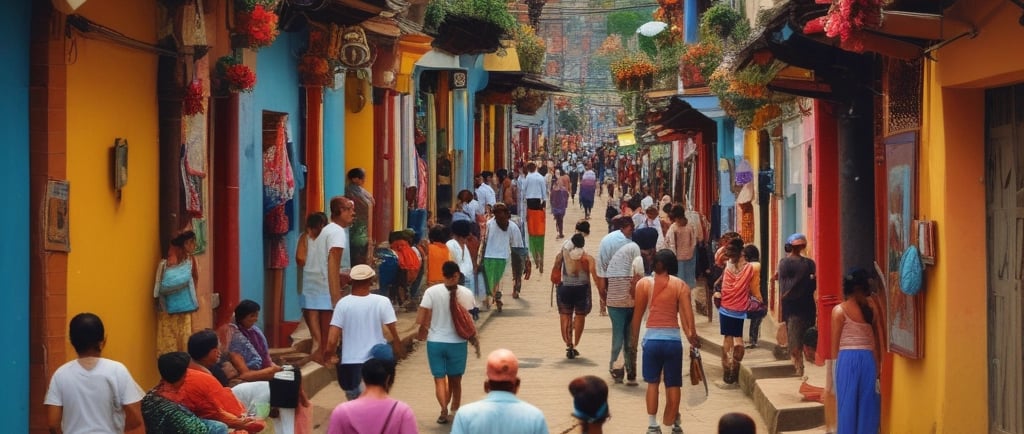 A group of people are gathered in an outdoor setting, with one person in the foreground smiling broadly. They are holding a megaphone, and have face paint of a flag on their cheek. Other people in the background are holding signs with text. Trees and buildings are visible in the background, suggesting a public or urban environment.