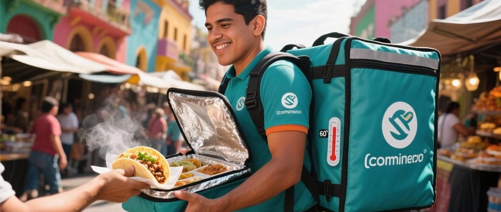 thermal food delivery backpack ideal for motorcycle food delivery in LATAM tropical climates