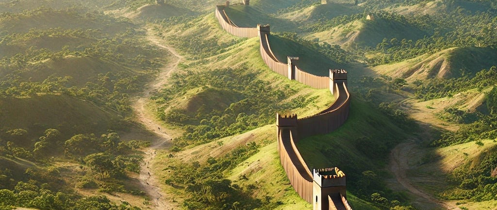 the great wall of benin a long wall with a view of a mountain