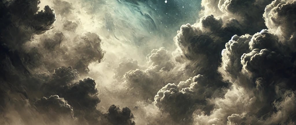 An image of a dark sky to signal a shadow sky beneath cluds that hide deities and the knowledge of t