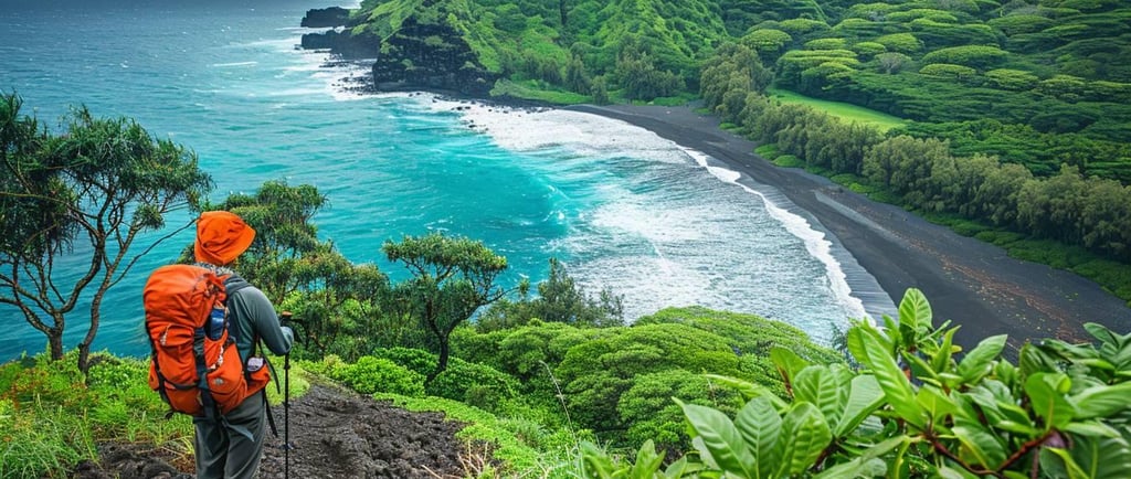 Randonnée à Big Island à Hawaii - image créée par Intelligence Artificielle