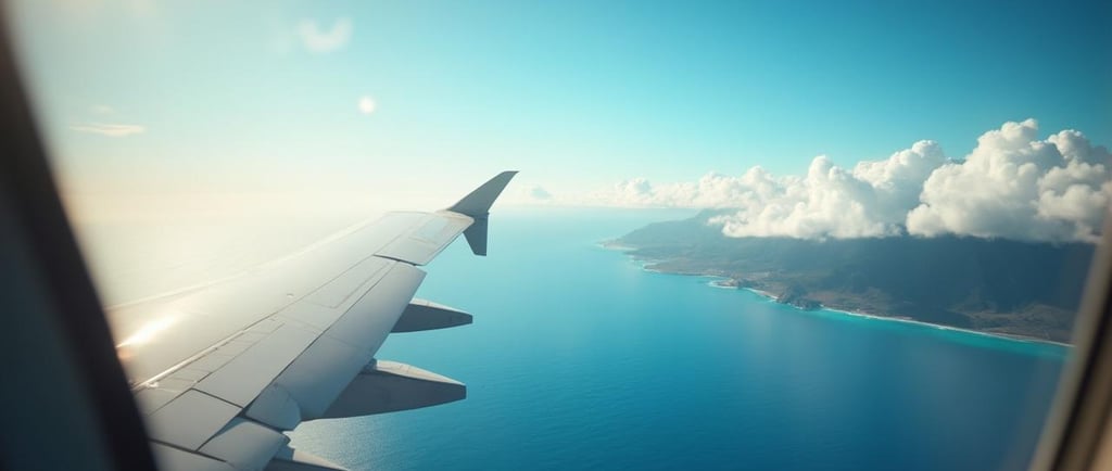 Survol de Hawaii en avion - image créée par Intelligence Artificielle