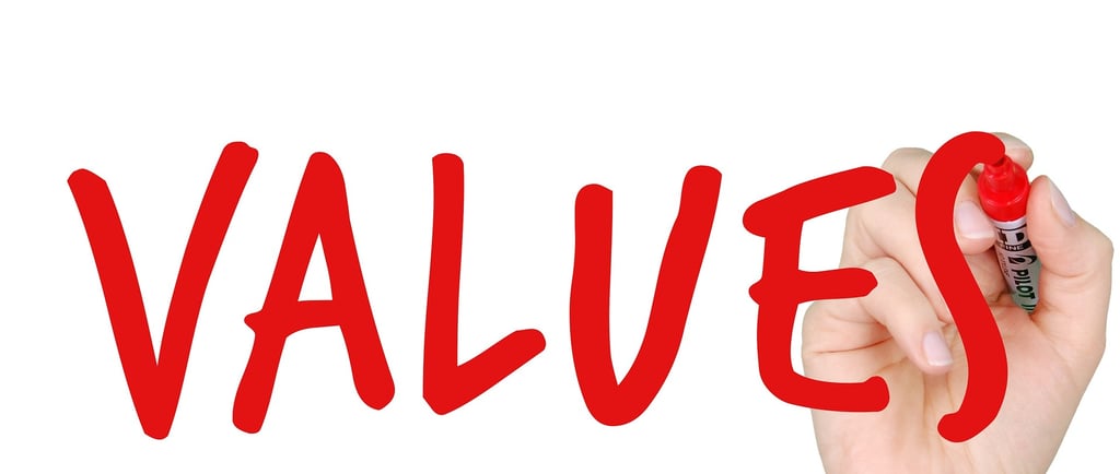 hand writing the word "values" with a marker symbolizing augusta precious metals blog post about their values