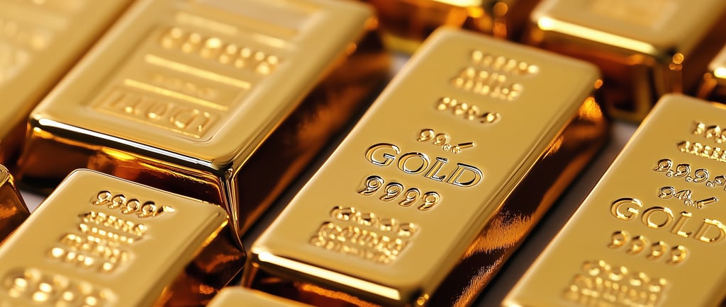 shiny gold bullion bars in stacks