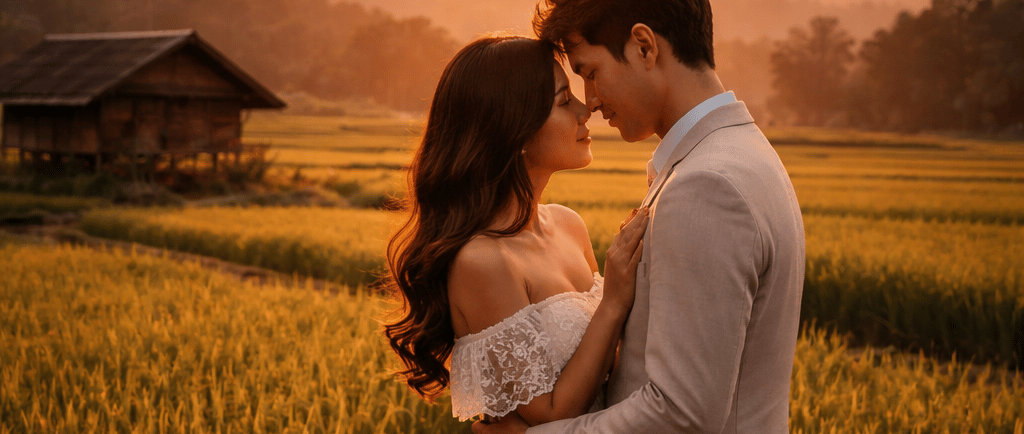 ถ่ายพรีเวดดิ้งช่วงพระอาทิตย์ตกในจังหวัดน่าน