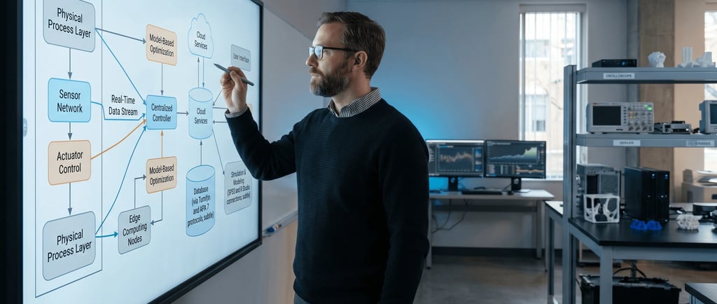 Investigador analizando arquitectura de sistemas para tesis.