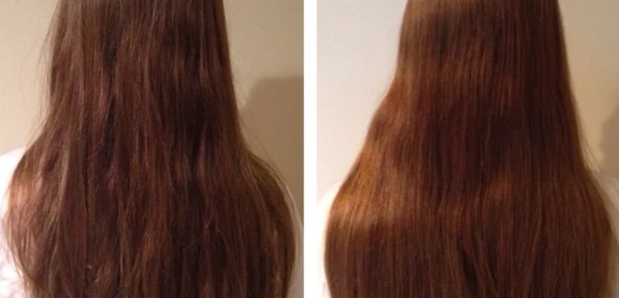 before and after curaphy hair mask