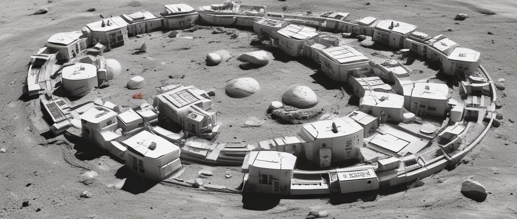 Exterior view of Gru’s moon hotel concept on the lunar surface