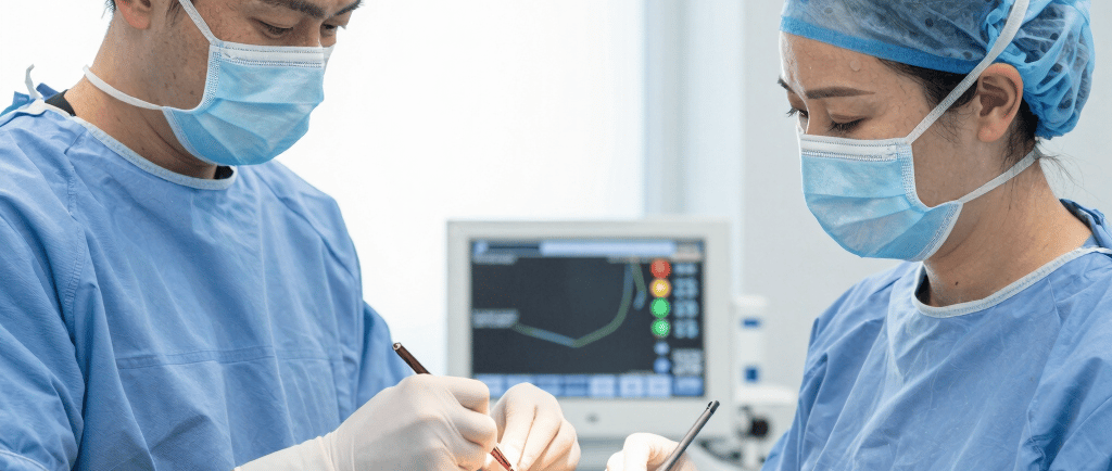 An elegant workspace with a sleek laptop and soft blue lighting reflecting the modern digital agency vibe.
