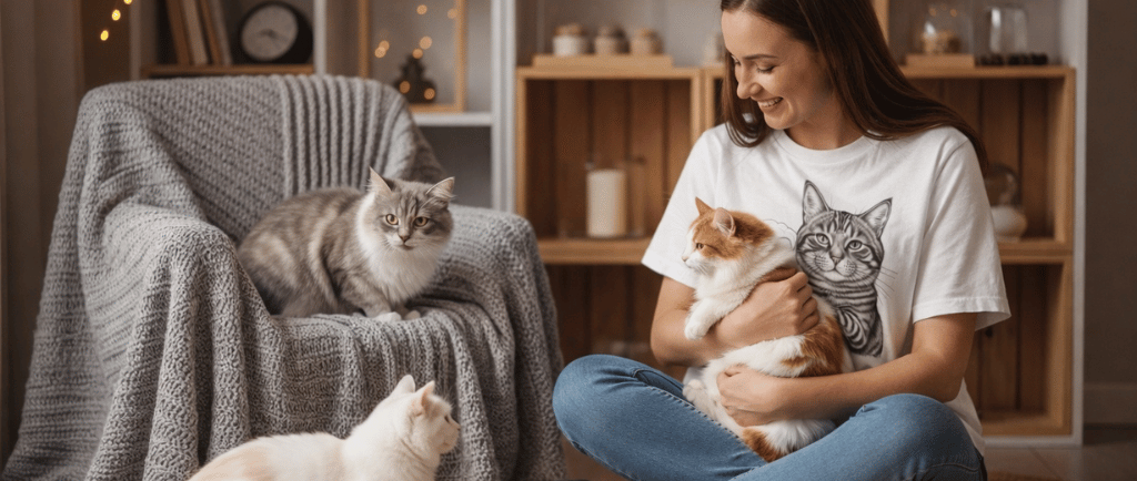 Bella Canvas 3001 Unisex Staple T-Shirt – Cute Cat Graphic