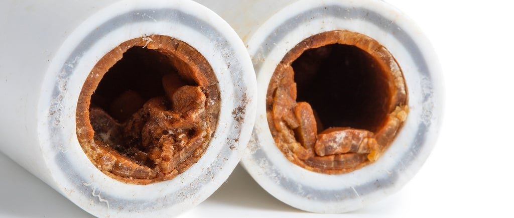 Filtro para eliminar hierro en agua de pozo con partículas oxidada y sedimentos rojizos en vivienda