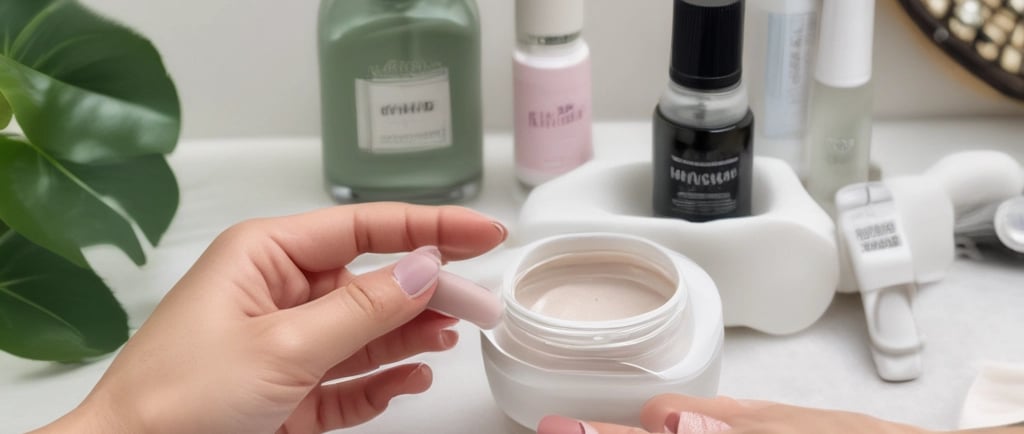 A serene home spa setup with candles, soft towels, and natural skincare products arranged on a wooden tray.