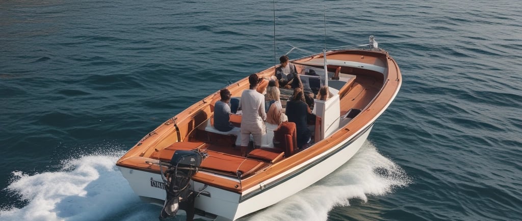 an orange and yellow flag on a boat in the ocean