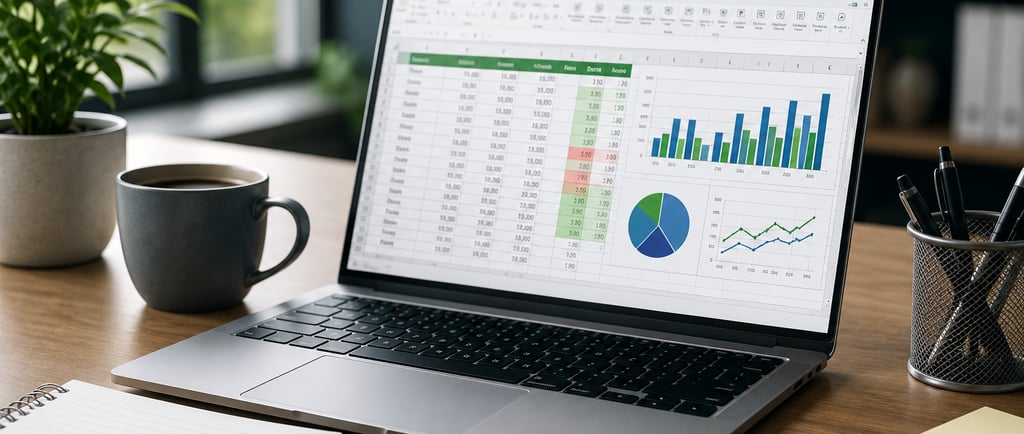 a laptop with excel spredsheet open
