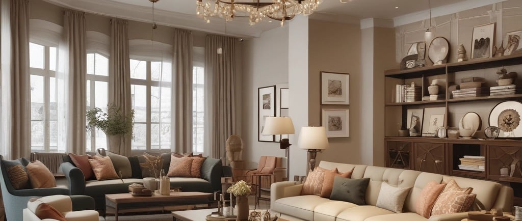 Elegant showroom corner featuring Brazilian high-end upholstery and furniture with soft natural lighting.