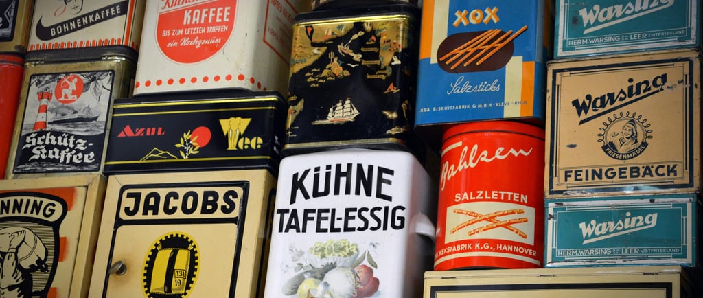 Photo of vintage tins of German food stuffs