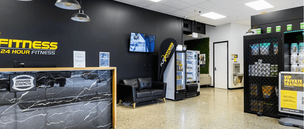 Gym vending machine stocked with protein bars, sports drinks and healthy snacks in New Zealand