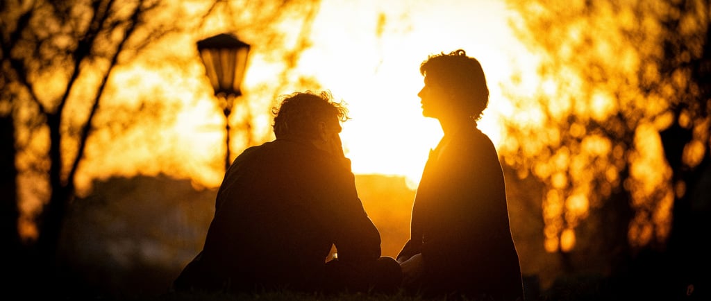 a romantic couple talking