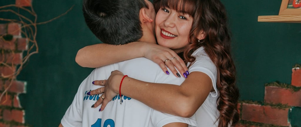 A woman embracing the touch of her man
