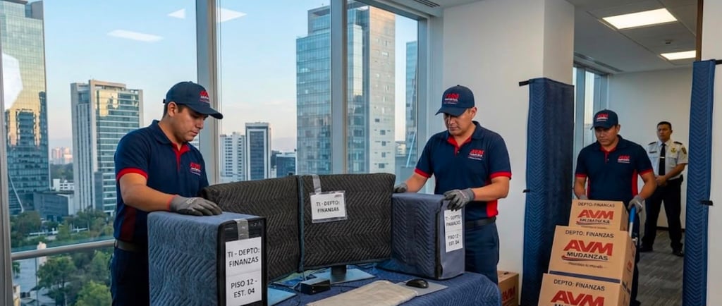 Logística AVM Mudanzas para traslado y montaje de mobiliario y equipo en una oficina en cdmx